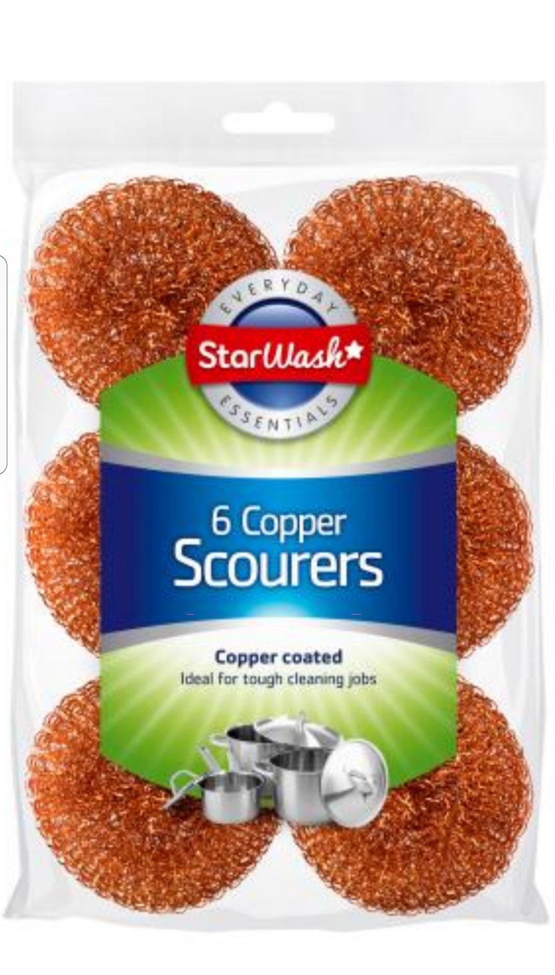 starwash Copper Coated Scourers Cleaning Scrubbing Pots Pan Grill Heavy Duty 6pcs