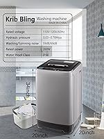 Vista 2 de KRIB BLING Bomba de drenaje portátil de 17.7 libras, lavadora completamente automática con pantalla LED, 10 programas y 8 niveles de agua