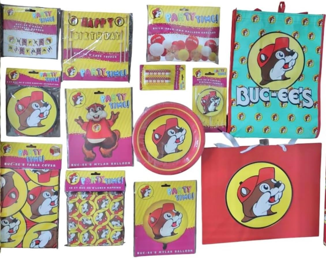 Buc-ee's Beaver Party Time Bundle - Happy Birthday - All in One Pack - Decorations - Supplies - Kit - Celebration - Gift
