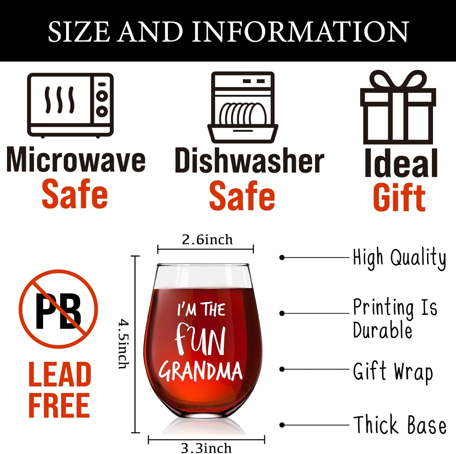 I'm The Fun Grandma Wine Glass,Funny Christmas Thanksgiving Gifts for Grandmother,Nana,Grandma-15oz - Image 2