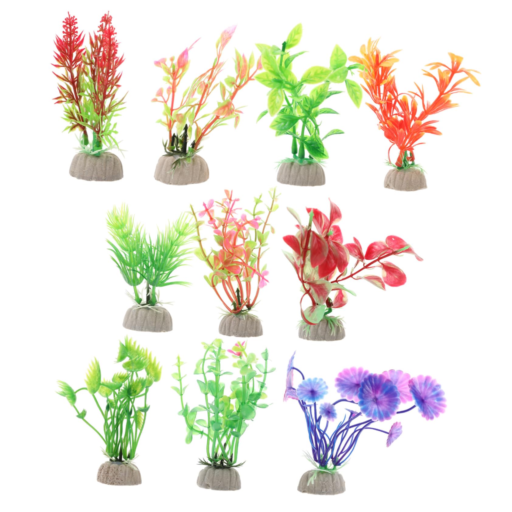 PRETYZOOM 5 Series Decoraciones De Peceras Acuario Interior Decoración Tanque Plantas Accesorios para Peceras Decoraciones Planta De Pecera El Plastico 10 Piezas X 5