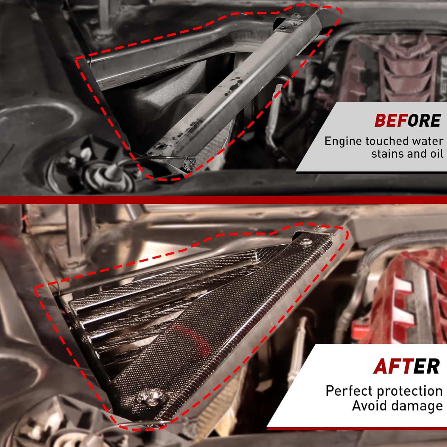 Real Carbon Fiber Engine Bay Panel Cover Rear Engine Covers Left Right Engine Case Guards Protector Splash Shield Interior Body Part Fit for Corvette C8 2020-2025