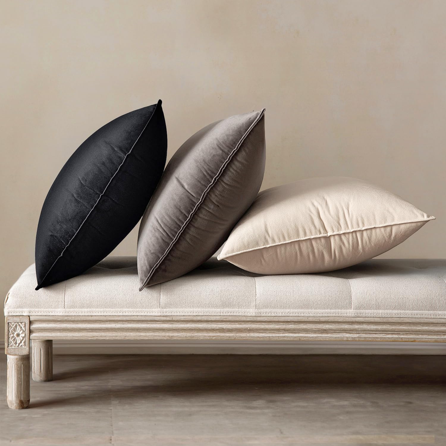 MIULEE Pack of 2 Decorative Velvet Throw Pillow Cover Soft Pillowcase Solid Square Cushion Case for Sofa Bedroom Car 20x20 Inch 50x50 Cm Black - Image 5