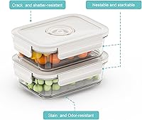 Vista 7 de Recipientes de vidrio para almacenamiento de alimentos con sellado al vacío, 3 recipientes con 10 bolsas Sous Vide / 1 bomba manual, recipiente