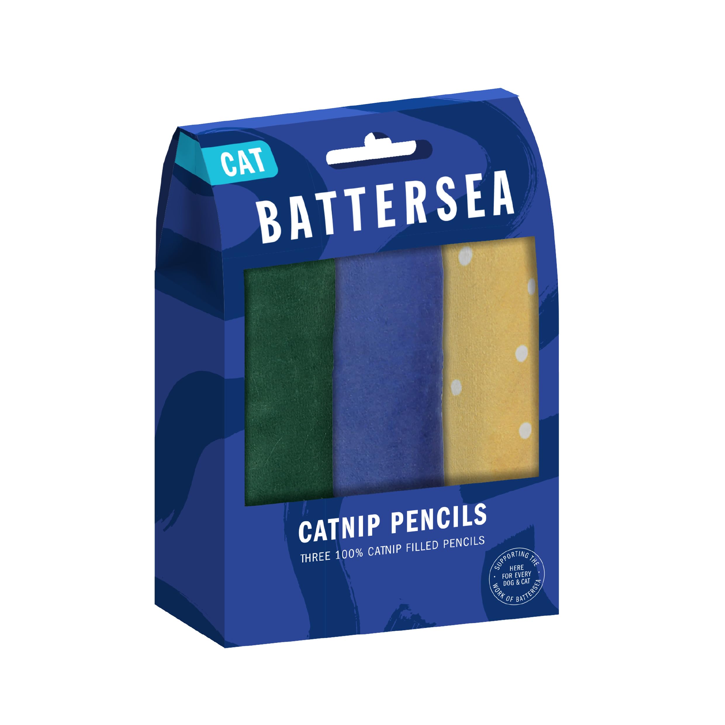 Rosewood Battersea - Lápices de Hierba gatera de Juguete, Juguetes con infusión de Hierba gatera para Gatos y Gatitos, Azul/Verde/Amarillo, Juego Interactivo, 3 cm x 10 cm, Atractivo y Divertido