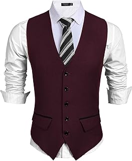 COOFANDY Men's Business Suit Vest Slim Fit Dress Vest Wedding Waistcoat