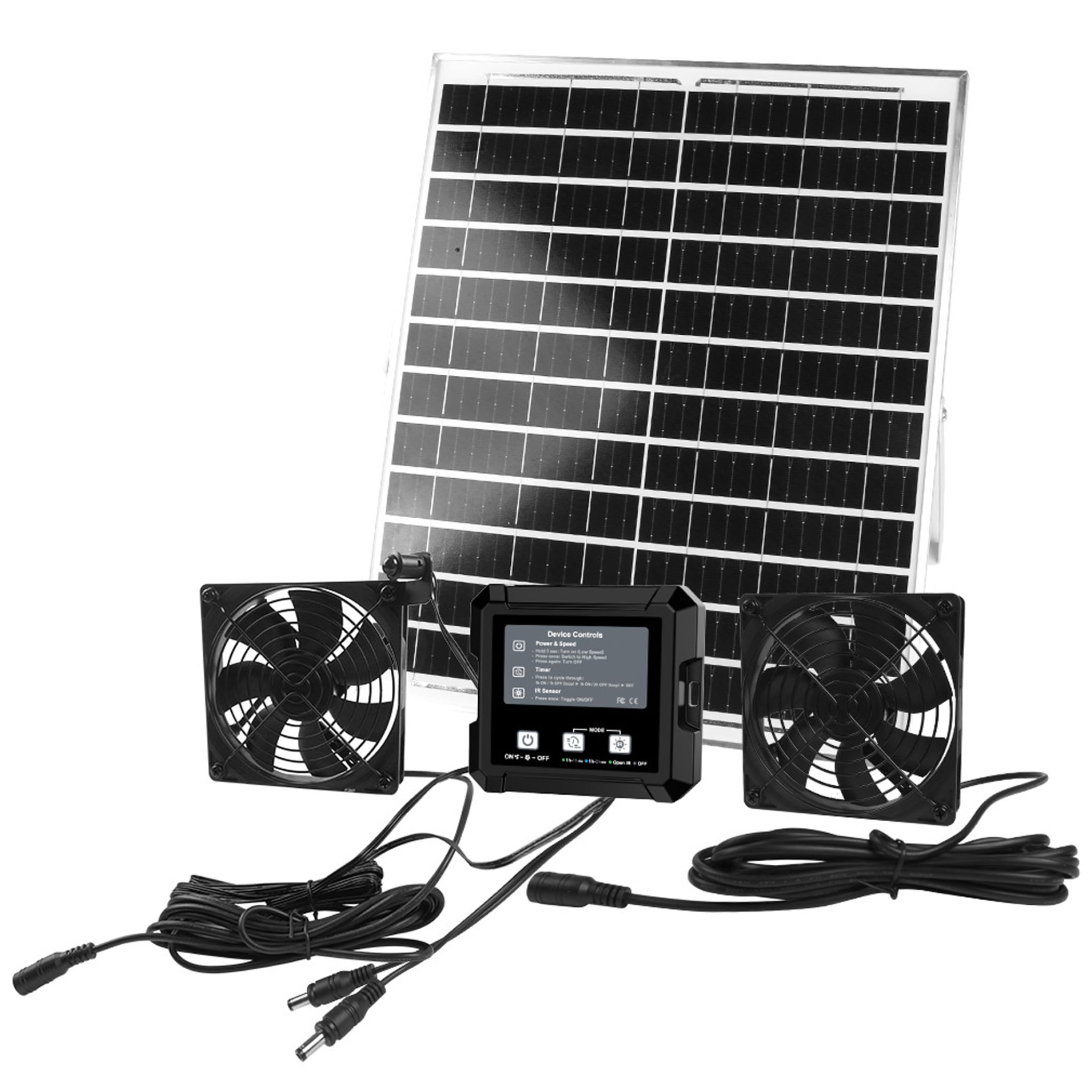 Ventilatore solare per pollaio, doppio ventilatore per pollaio con sensore di luce Avvio/arresto automatico e timer Ventilatori solari per serre, alimentati
