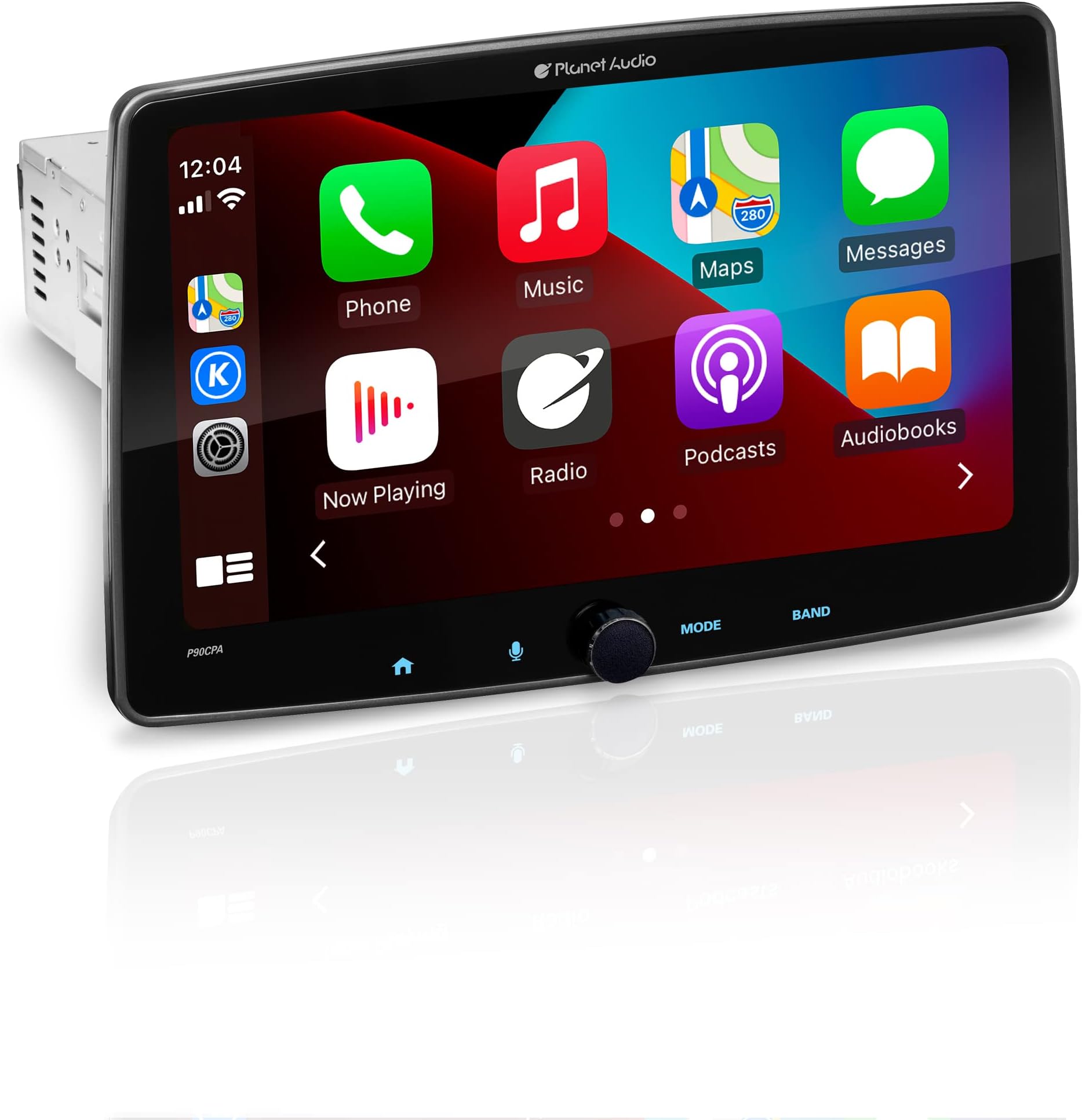Planet Audio P90CPA Apple CarPlay Android Auto Car Receiver - Single Din Chassis With 9 Inch Capacitive Touchscreen, Bluetooth, USB, No CD DVD, Multicolor Illumination, A-Link (Screen Mirroring)