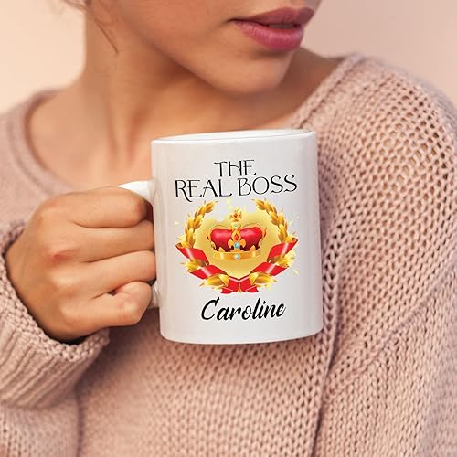 Miniatura 3 de The Boss & The Real Boss - Juego de 2 tazas de café con nombre personalizado para pareja, regalos personalizados para marido y esposa, taza de