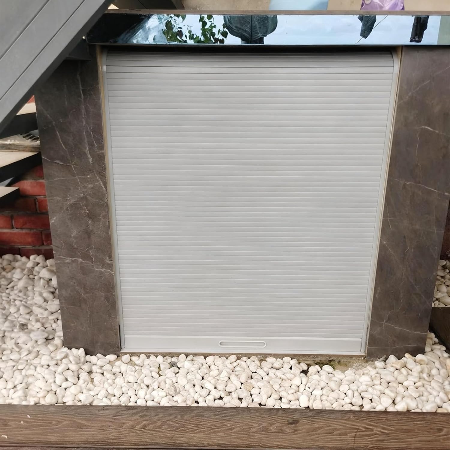 Customizable Accordion Roll-Up Cabinet Doors - White Sliding Tambour Doors for Kitchen & Closet, Plastic Roller Gate with Track, Space-Saving Storage Solutions (66x66cm)