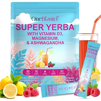 Super Yerba Mate Instant Powder 30 Bags - Lemonade Flavoured Yerba Mate Triple Energy + Brain & Gut Support Lemon Refreshment Concentration Boost and Gut Health