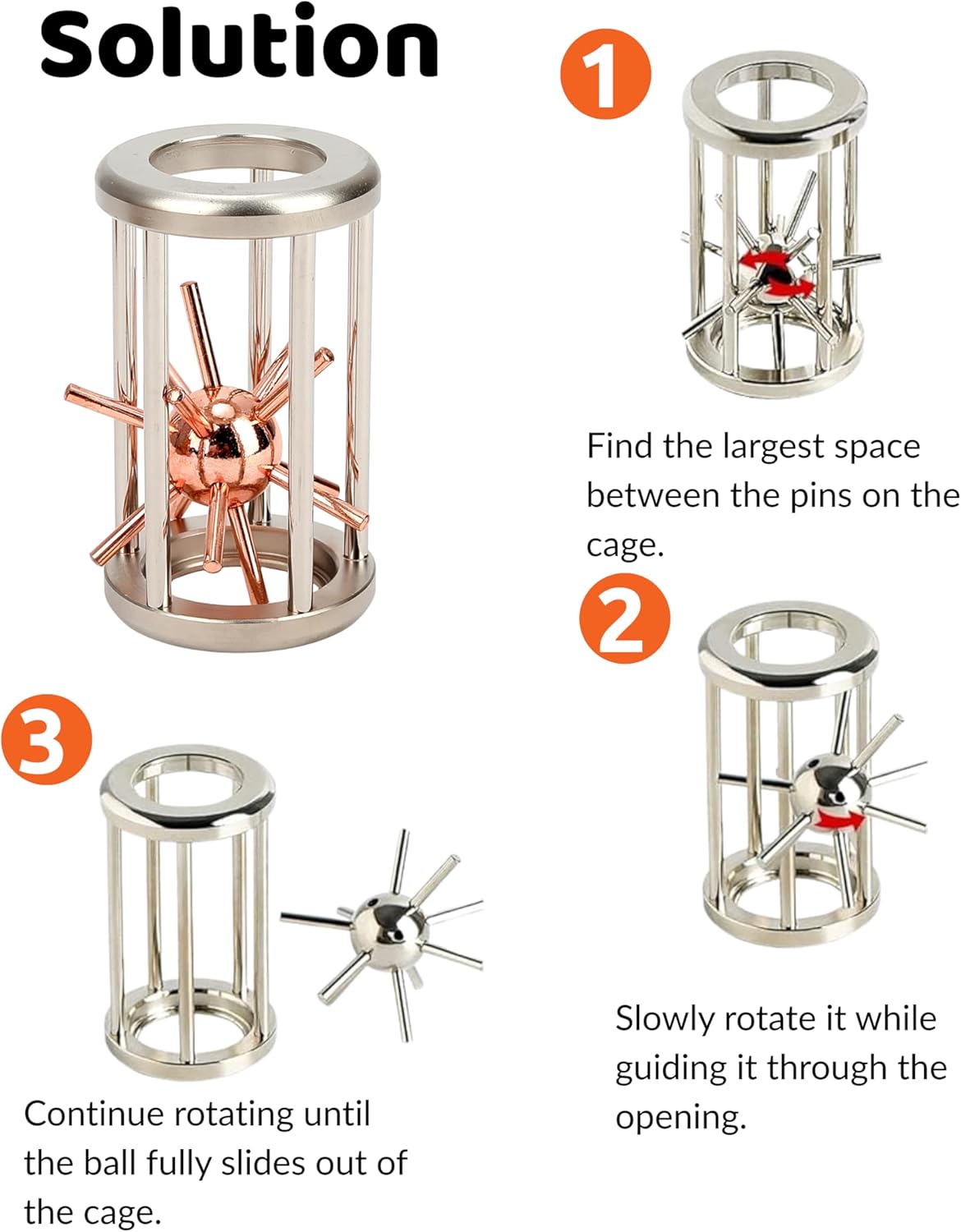 Satellite in Cage – Premium Durable Metal Brave Puzzle | 3D Mechanical Logic Teaser, Stress Relief Focus Fidget, Travel Brain Training Game & Unique Puzzle Gift