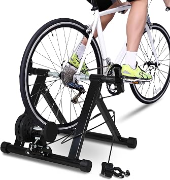 HCY Bike Stand Bike Trainer Stand for Indoor Riding Stationary Exercise for Road & Mountain Bikes with 5 Variable Speed Level