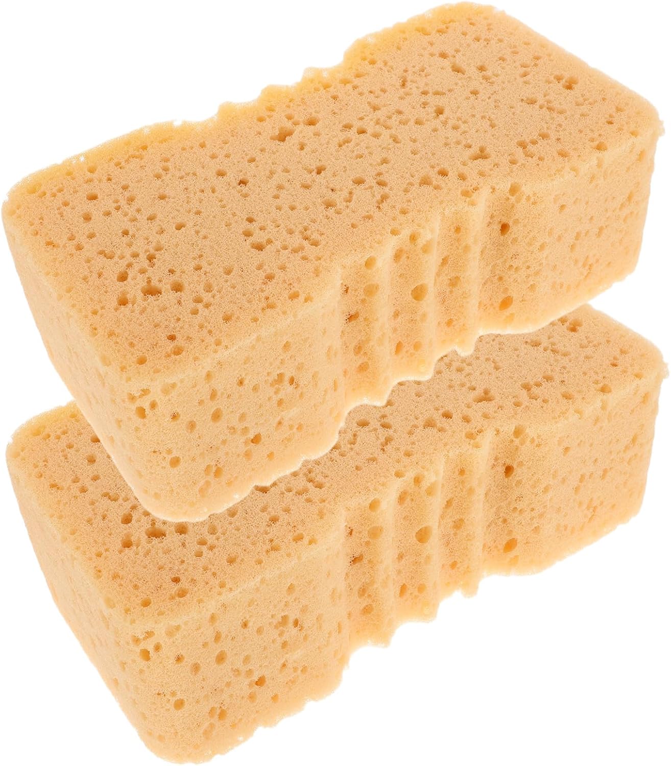 2pcs Large Car Cleaning Sponges High Absorption Foam Scrubber for Gentle Car Wash Versatile Use for Home Kitchen and Bathroom Cleaning Scratch Design Orange
