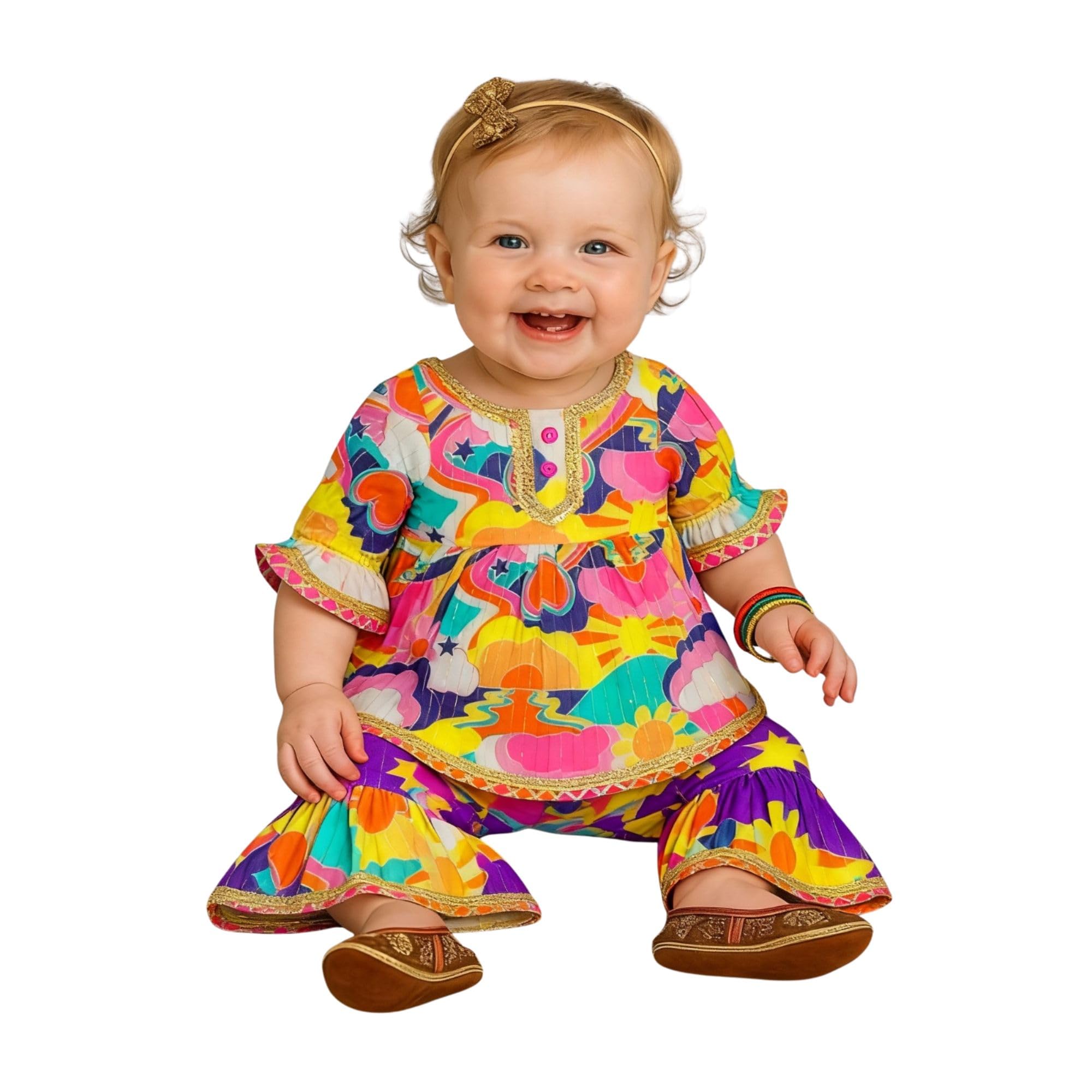 Baby Girls Cotton Kurti and Sharara Set | Soft & Breathable Traditional Stylish Clothing Set for Kids-image-23