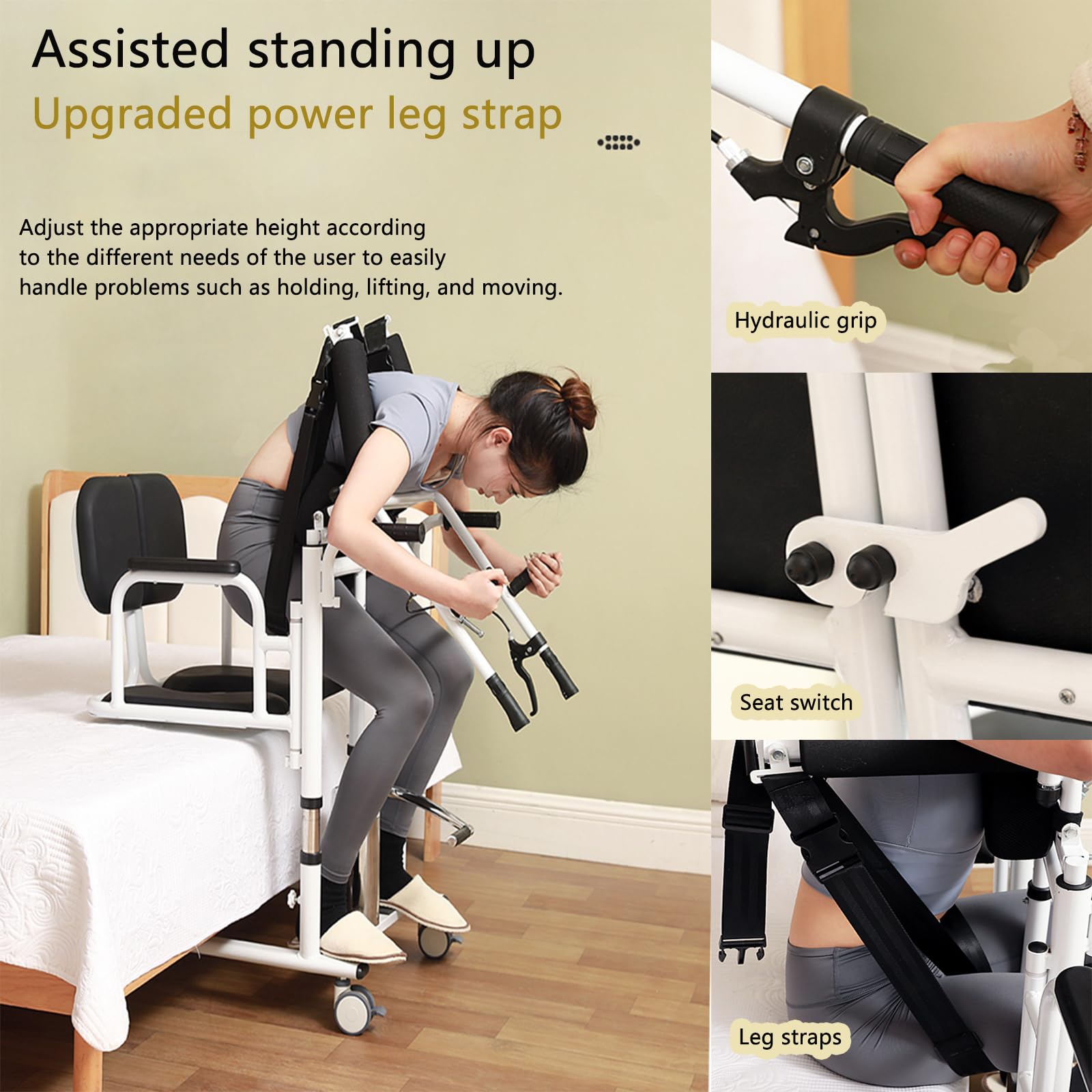 Silla elevadora de Transferencia para Pacientes, Ligera, para Ducha, con Dispositivo de Asistencia para el hogar, para Personas Mayores y discapacitadas,Altura y Ancho