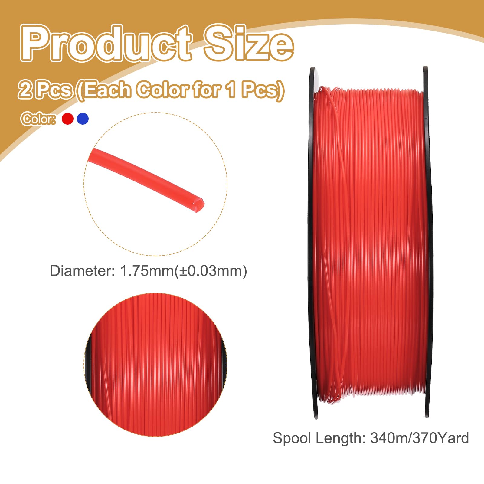 QUARKZMAN Filamento PETG Para Impresora 3D, 1.75mm 1KG Alta Precisión Resistente A La Humedad Super Tenacidad Filamento Brillante Rojo,Azul Para Impresoras 2 Pcs