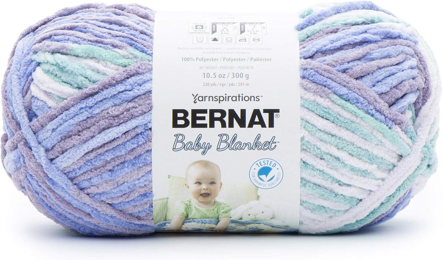 Bernat Baby Blanket Yarn - Big Ball (10.5 oz) - 2 Pack with Pattern Cards in Color (Posy Purple)