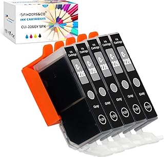 CLI226 Gray Grey CLI-226GY CLI-226 Ink Cartridges Replacement for PGI-225 CLI-226 Ink for Canon Pixma MG5220 MG5320 MG6220 MG6120 MX885 MX892 MX882 (5X CLI226 GY)
