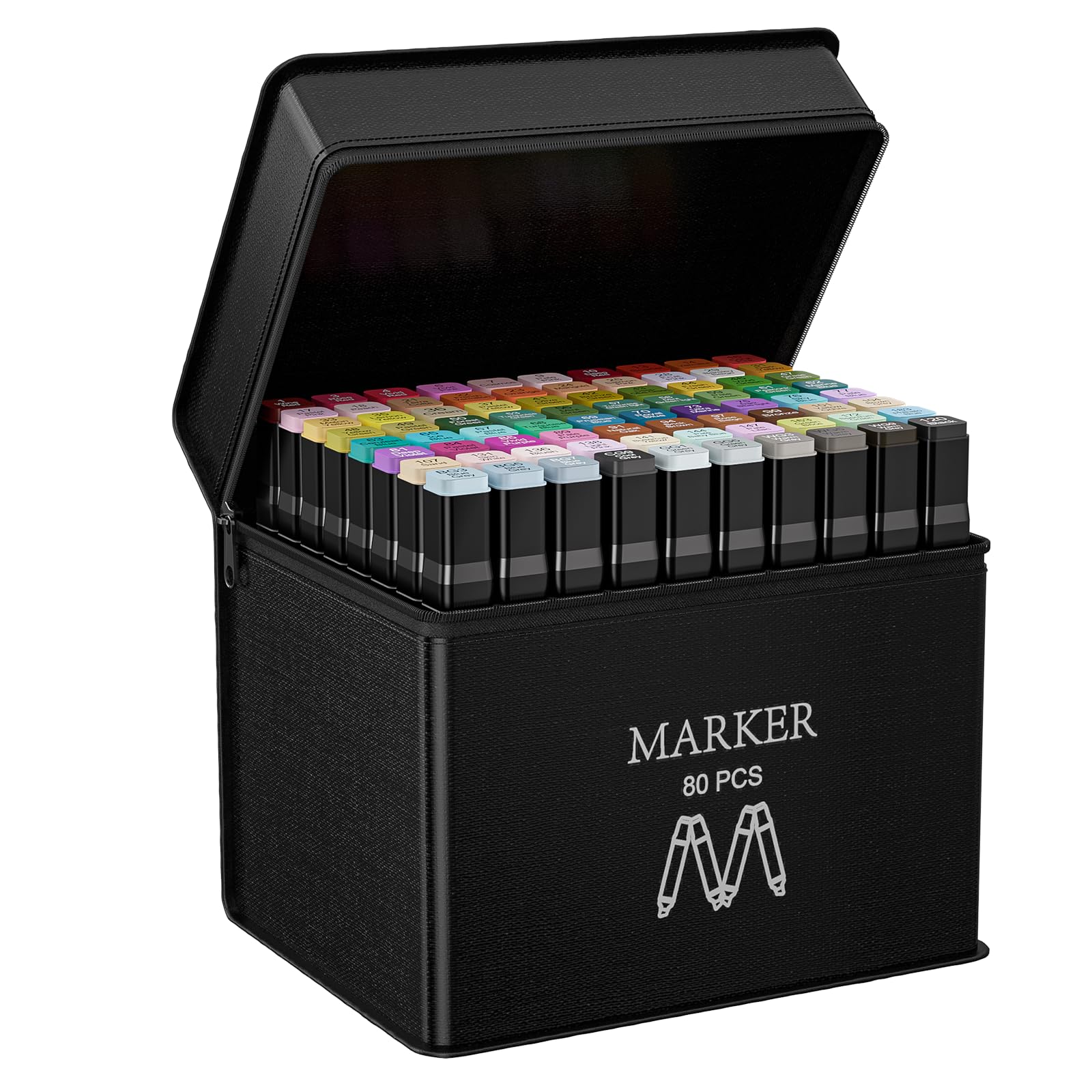 AOMEES Viltstiften, 80 + 4 kleuren, alcohol, permanente markeerset, graffitistiften, vettige markers, sneldrogend, Twin Tip markeerstiften, set voor manga, schilderen, tekenen (80)