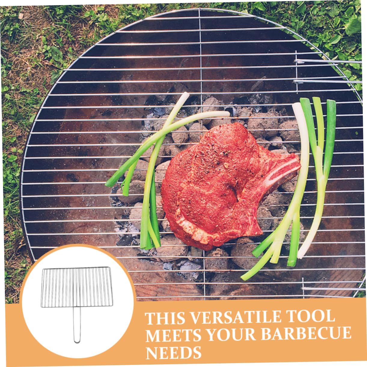 Toyvian Cestello per Grigliare in Acciaio Inox Spesso con Manico Ergonomico, Griglia per Pesce, Carne e Verdure per Barbecue All'aperto, Resistente e Multiuso per Campeggio e Patio