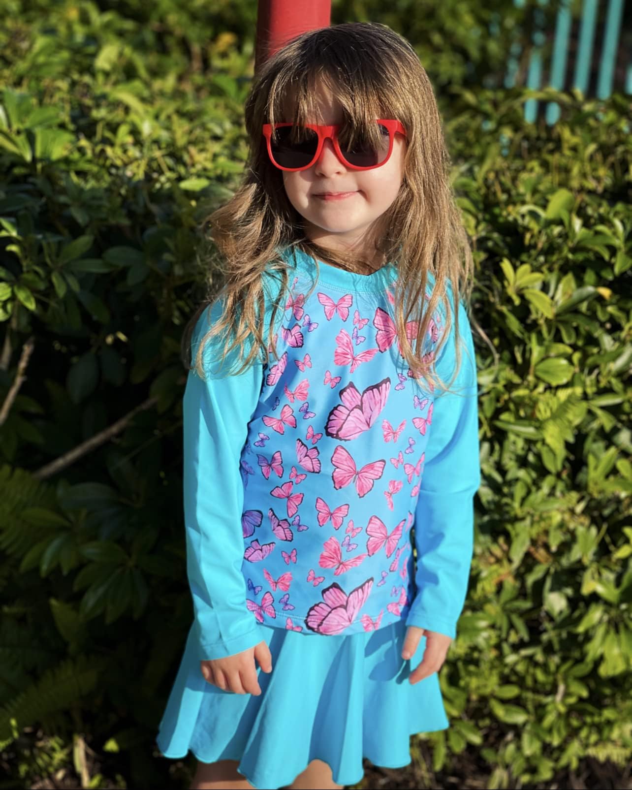 Snapklik.com : 3-4 Years Girls Swimsuit Rash Guard Set Cute Butterflies ...