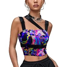 CYCLAMEN Womens Buckle Tank Tops Sleeveless Tube Crop Cami Tops Rave Gothic Punk Streetwear Shirt