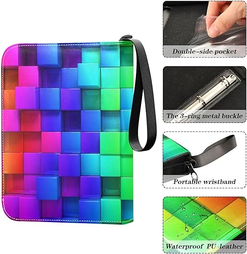 Miniatura 4 de Carpeta de tarjetas coloridas con 4 bolsillos para tarjetas coleccionables con 50 fundas para coleccionista de tarjetas, soporte para álbum para 400