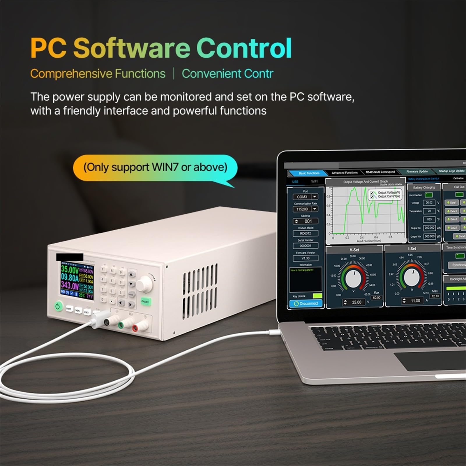 Labornetzteil RD6024 Komplettes Set USB Digital Control AC/DC Einstellbares Tischnetzteil mit Akkuladung(1500w preamp)