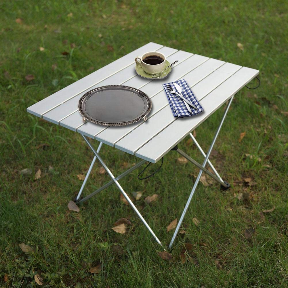 COSTWAY Se di 2 Tavolino da Campeggio, Tavolo Pieghevole da Picnic Leggero Estendibile, Telaio in Alluminio