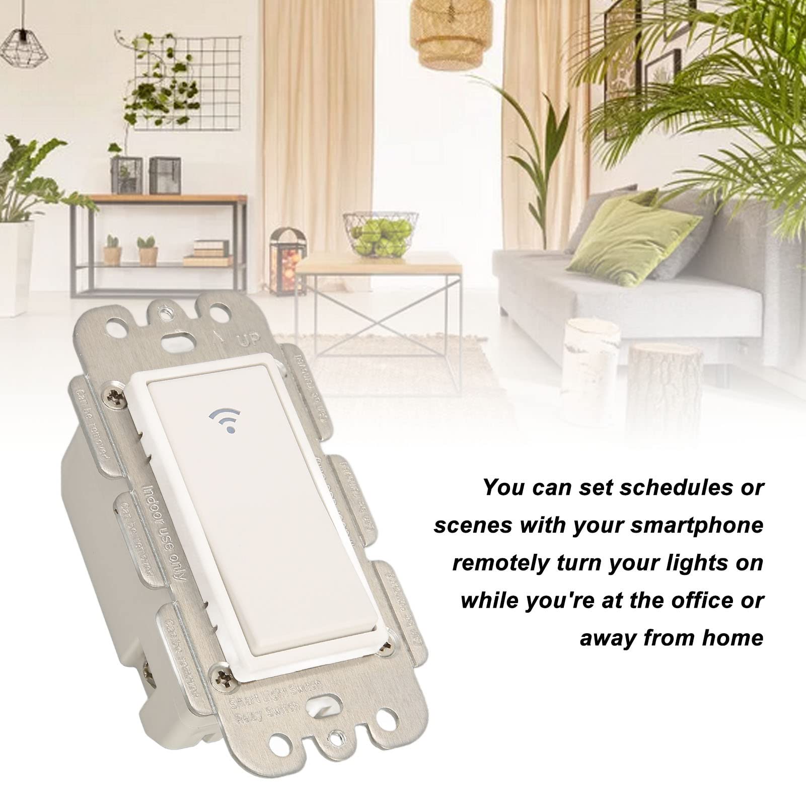 Interruptor de Luz Inteligente Remoto WiFi de 2 Bandas para Control de Voz en la Pared Kit Inalámbrico para Hogar Inteligente, ABS Blanco 2 Piezas