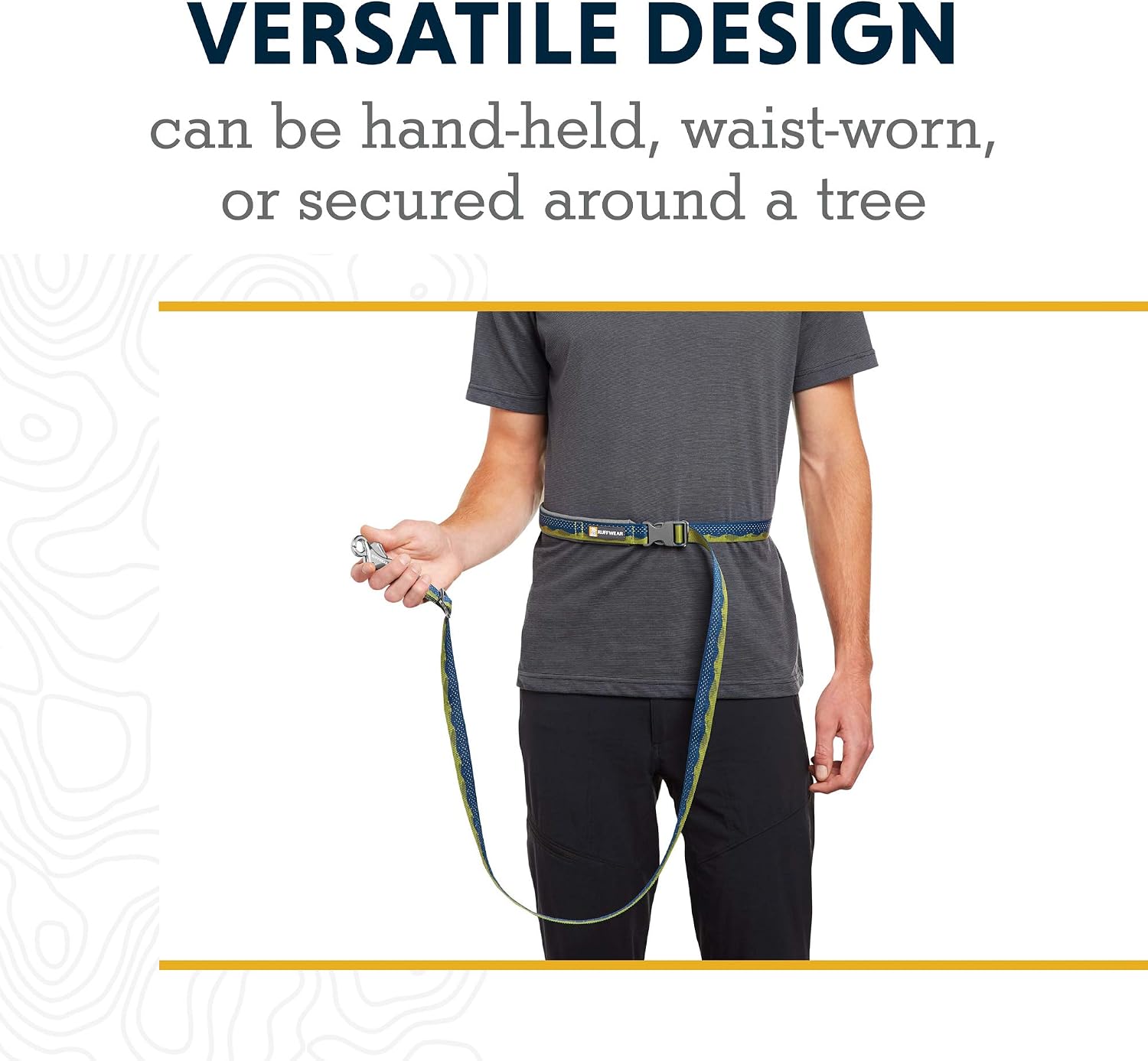 RUFFWEAR, Crag Dog Leash (Previously The Slackline Leash), Hand-Held or Waist-Worn Reflective and Adjustable Lead, Green Hills
