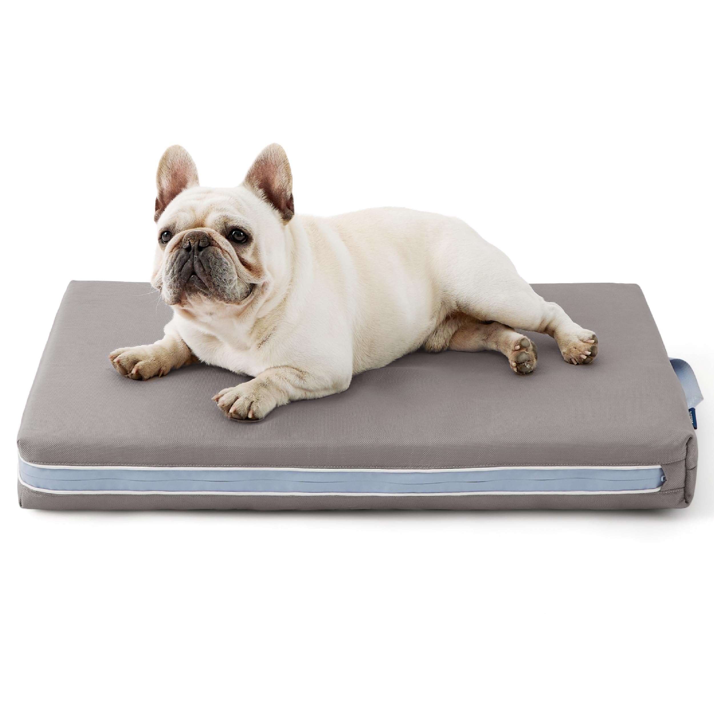 Bedsure Outdoor Waterproof Dog Bed with Heavy Duty Cover, Orthopedic Foam Supportive Dog Beds, Washable Dog Mat with Removable Cover for Large Dogs (30"x20", Grey)