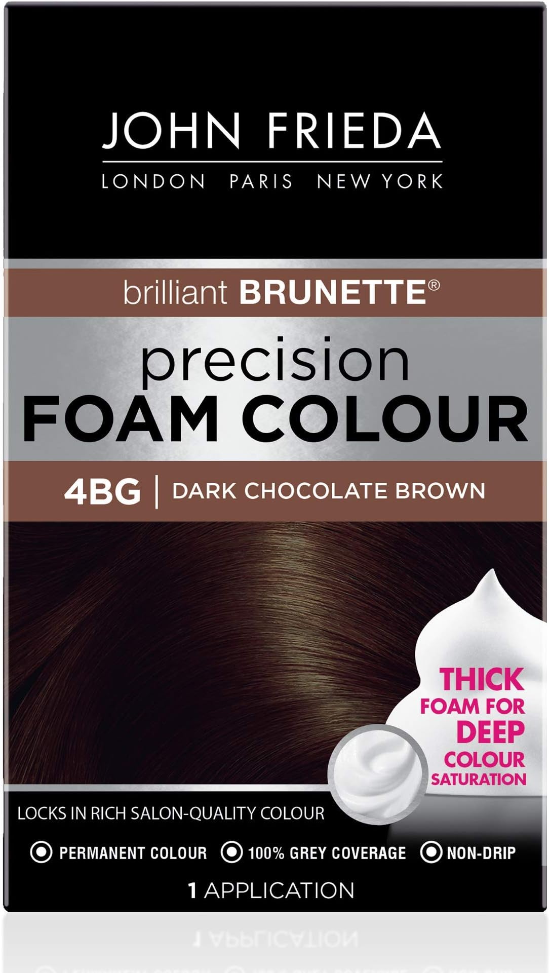 Precision Foam Colour, Dark Chocolate Brown 4BG, Full-Coverage Hair Color Kit, Anti-Fade Gray Coverage, Deep Color Saturation Hair Dye, 1 Application