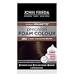 John Frieda Precision Foam Colour, Dark Chocolate Brown 4BG, Full-Coverage Hair Color Kit, Anti-Fade Gray Coverage, Deep Color Saturation Hair Dye, 1 Application