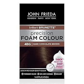John Frieda Precision Foam Colour, Dark Chocolate Brown 4BG, Full-Coverage Hair Color Kit, Anti-Fade Gray Coverage, Deep Color Saturation Hair Dye, 1 Application