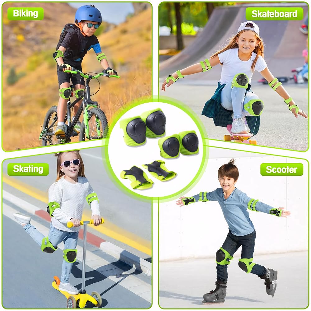 Protecciones Patines Niña Set Rodilleras Coderas Muñequeras Patinaje Monopatín Bicicleta Verde M