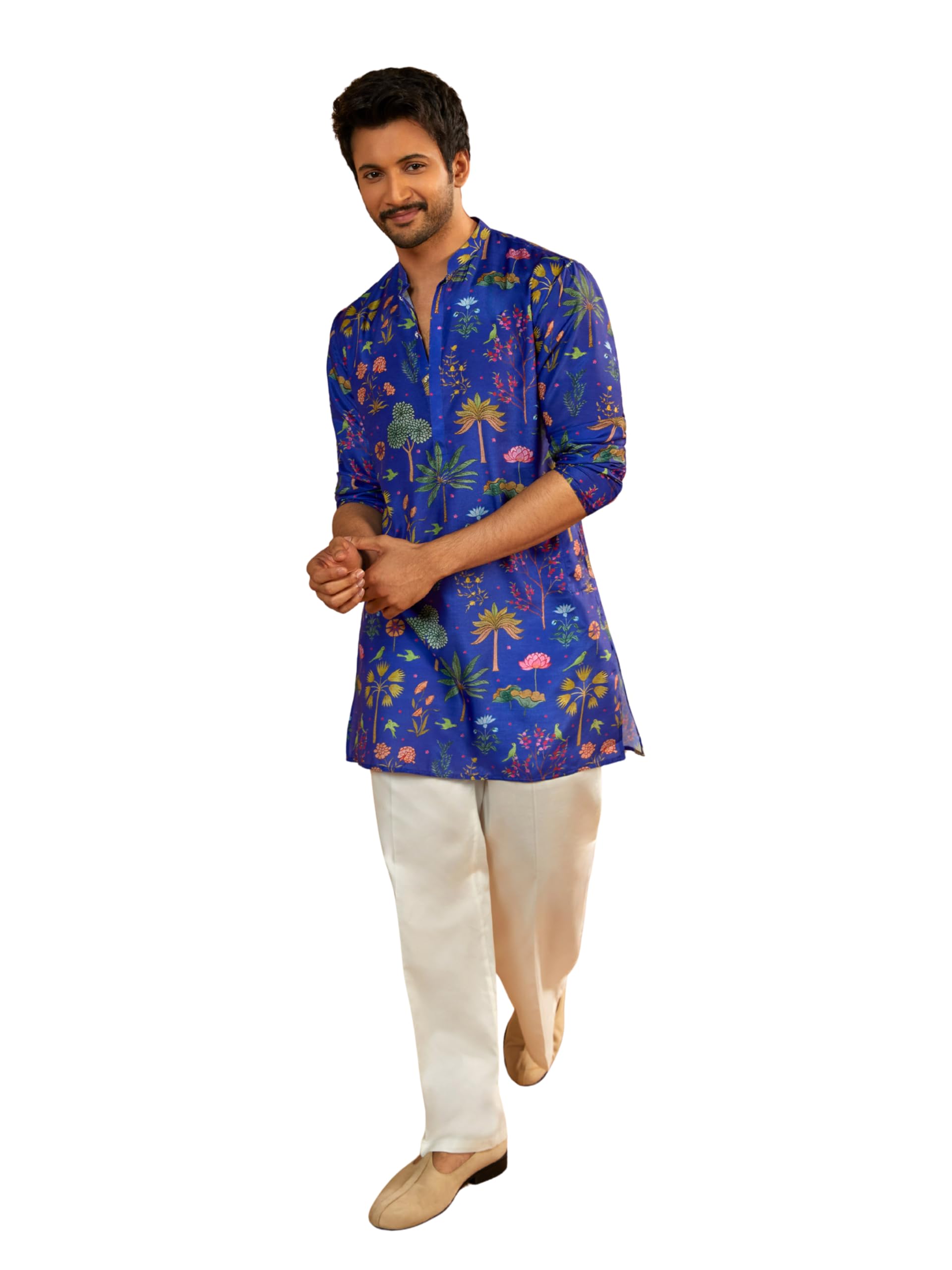 Men's Digital Print Kurta with Cream Satin Palazzo Set-image-34