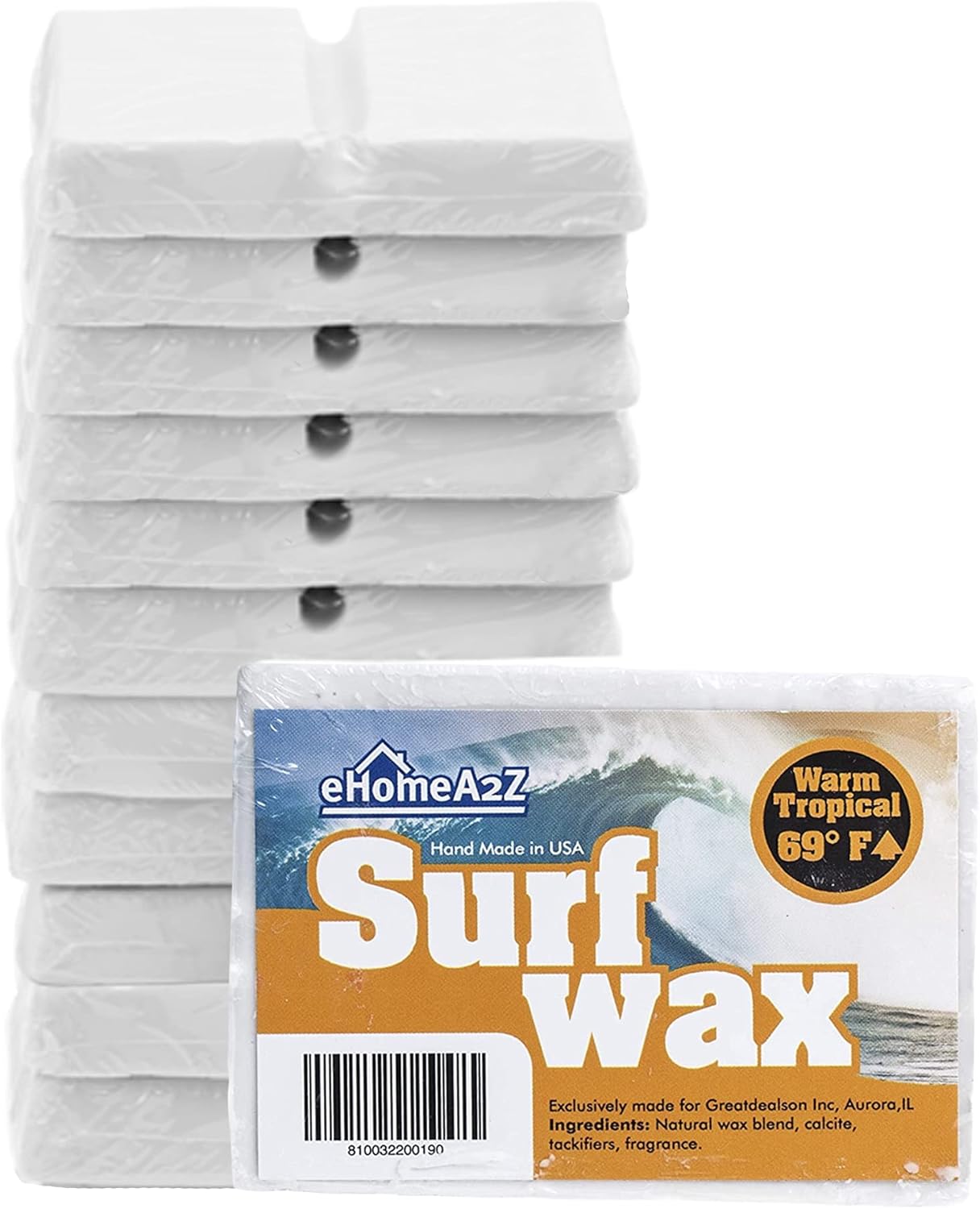 EHOMEA2Z Surf Wax Warm Tropical Hot High Performance All Natural Bump Mango Scent Surfwax Surfing Surfboard Skimboard Water Sticky