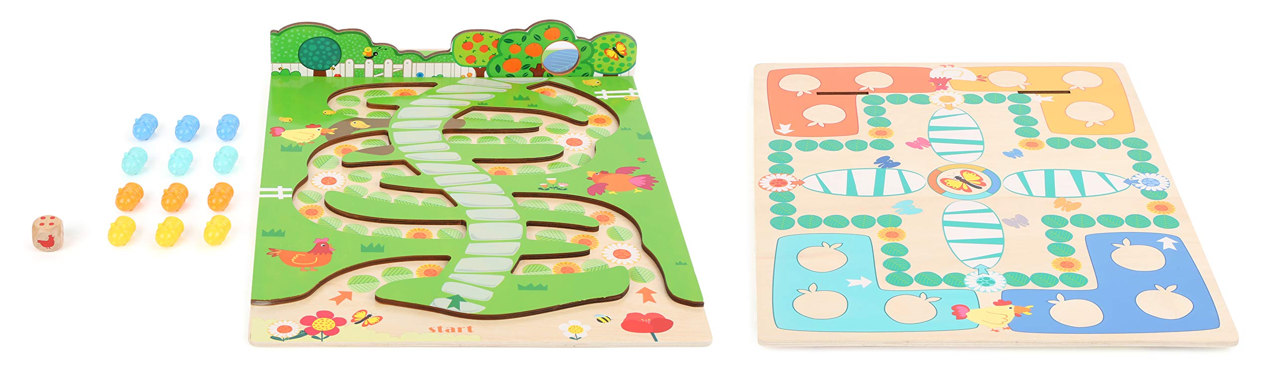 Small Foot 10747 A Parlor Family, a Colourful Board in a Child-Friendly Design, Butterfly Figures and Motif Cubes, a Three-Dimensional Game Experience, Teaches The Understanding of Numbers