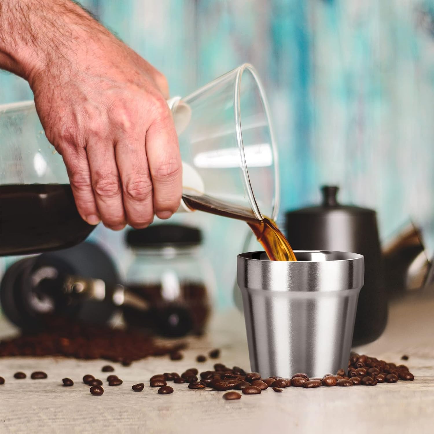 Beasea Mini Stainless Steel Cups, 6 oz Set of 4 Metal Drinking Cups, Stackable 304 Stainless Steel Cups Double Wall Small Metal Insulated Drinking Cups Glasses for Home Restaurant Party Camping - Image 6