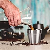 Vista 6 de Beasea Mini vasos de acero inoxidable, juego de 4 vasos de metal de 6 onzas, apilables de acero inoxidable 304, vasos de doble pared con aislamiento