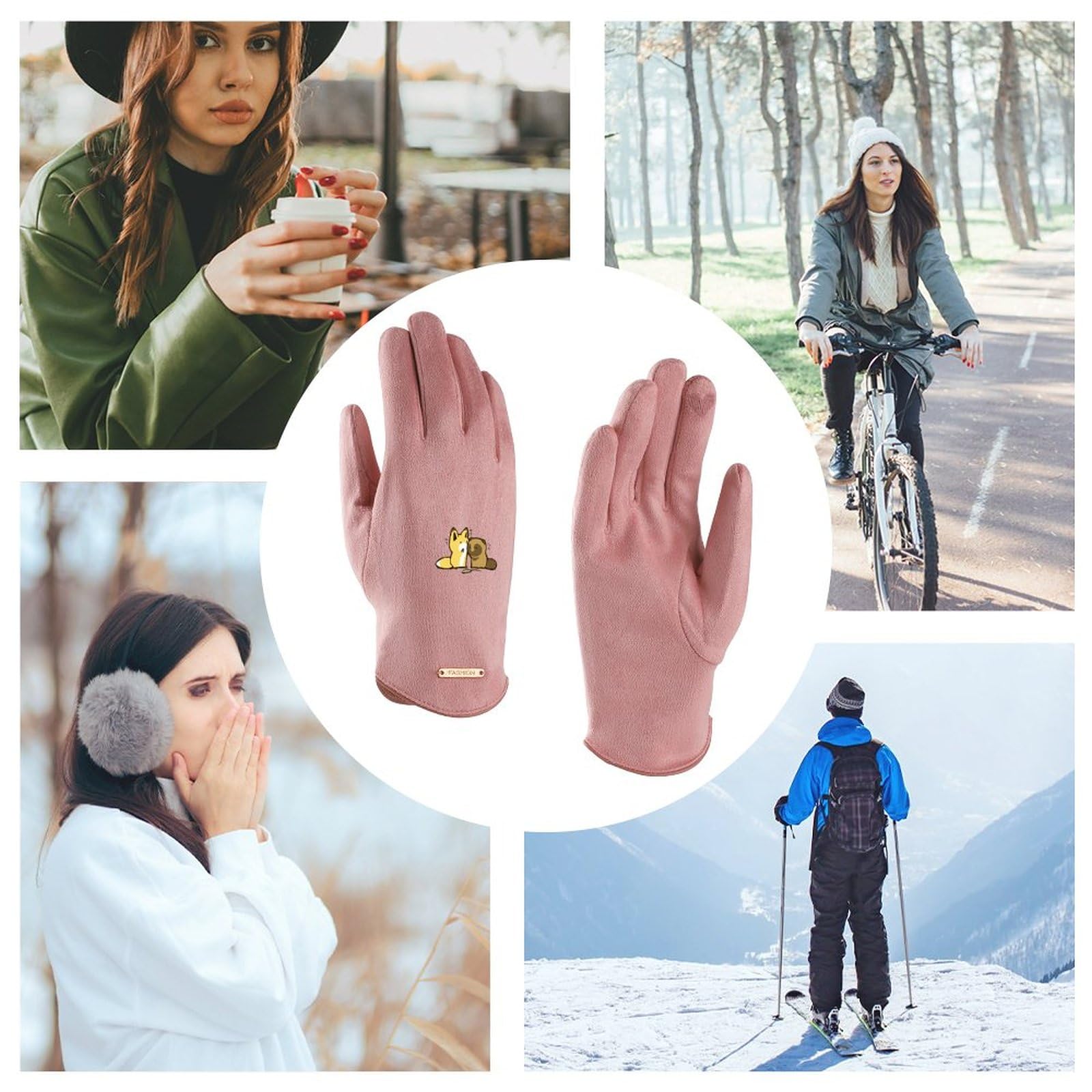 Amazon.co.jp: タヌキとキツネ 手袋 レディース 女性手袋 防寒手袋 冬