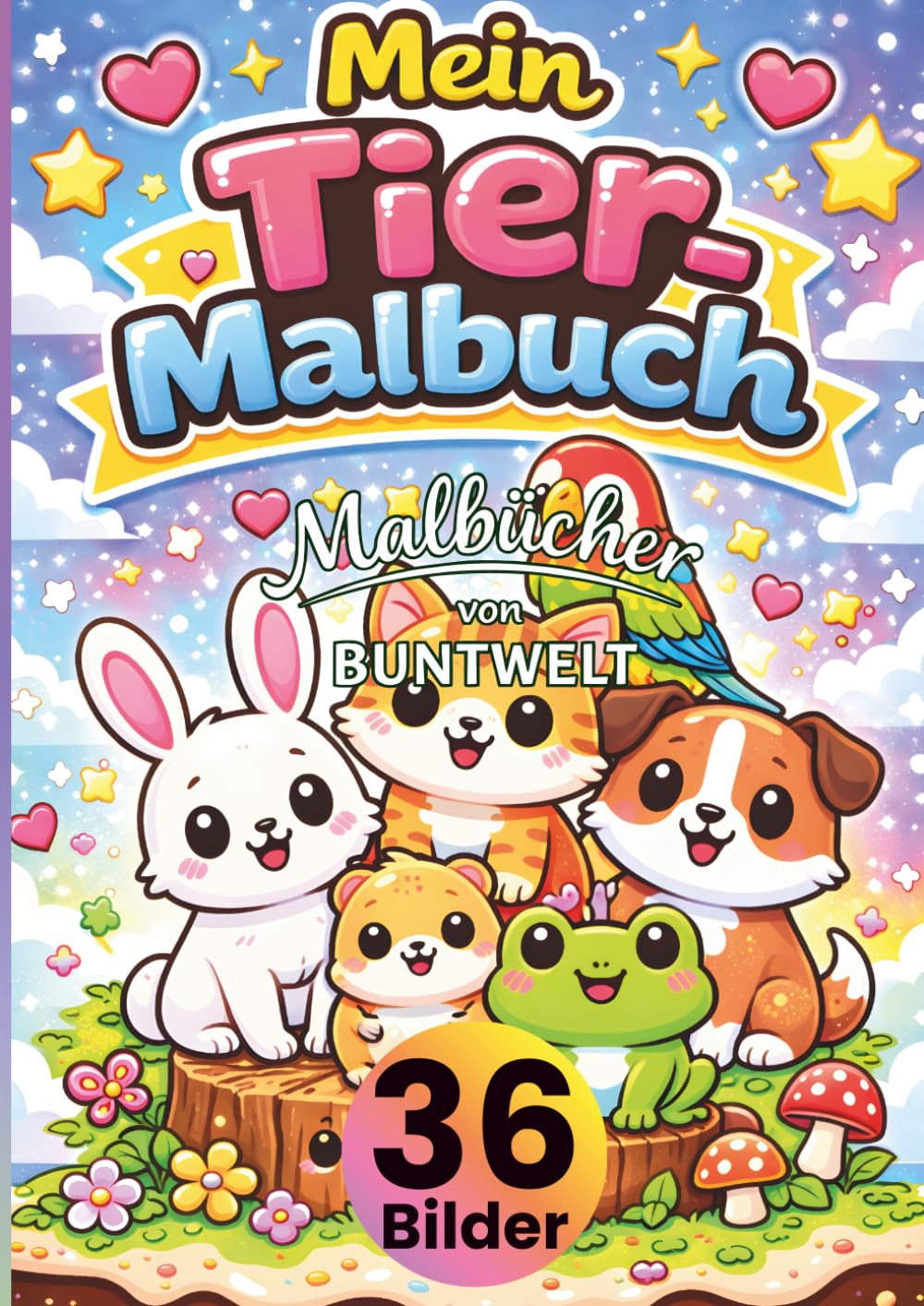 Mein Tier-Malbuch für Kinder ab 3 Jahren: 36 süße Tier-Motive zum Ausmalen – Hunde, Katzen, Bauernhoftiere & wilde Tiere • große, einfache Linien • ... Kreativität, Feinmotorik & Konzentration