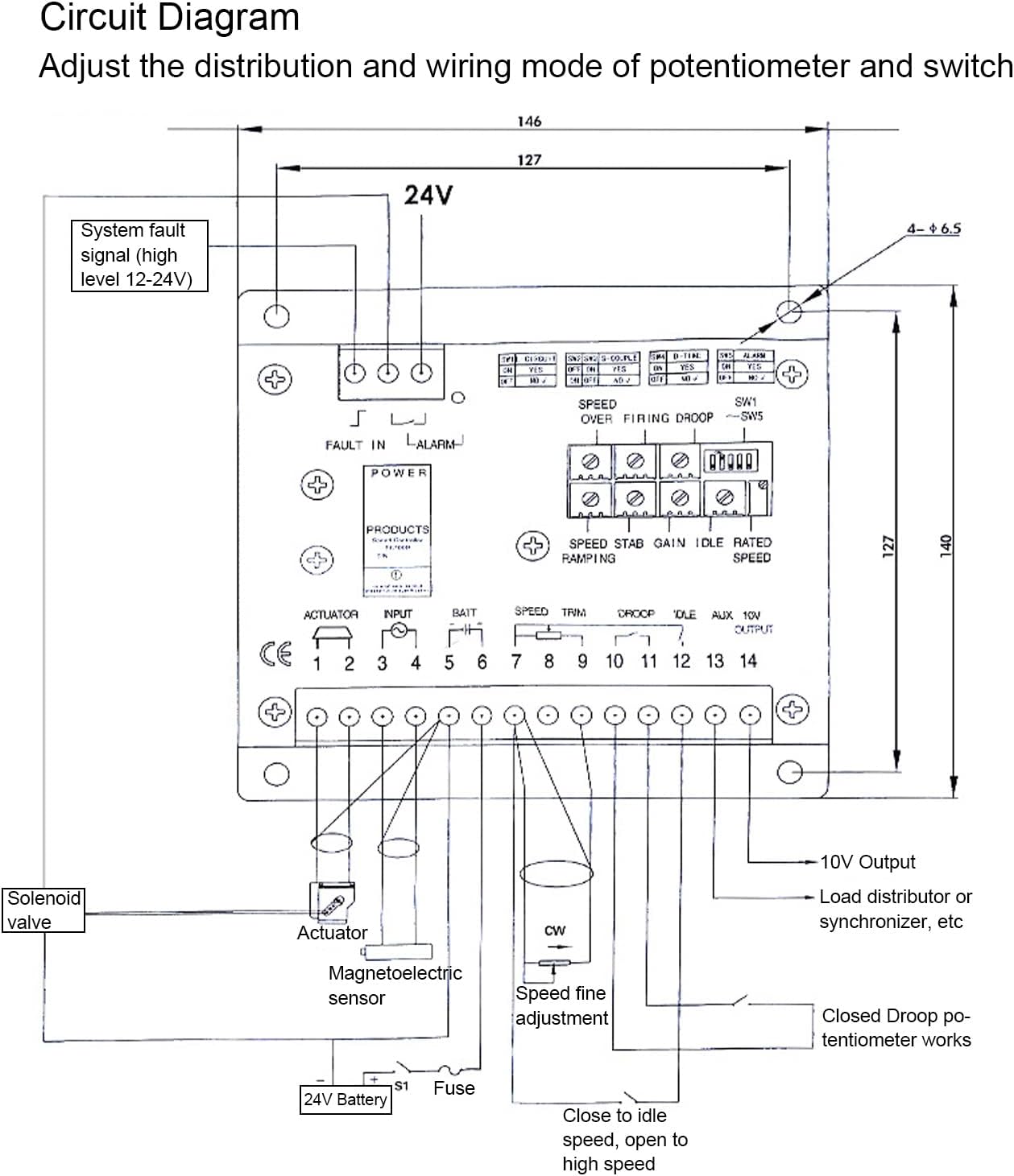 Electronic Engine Speed Controller Governor Quick Response Generator Control Board 24V