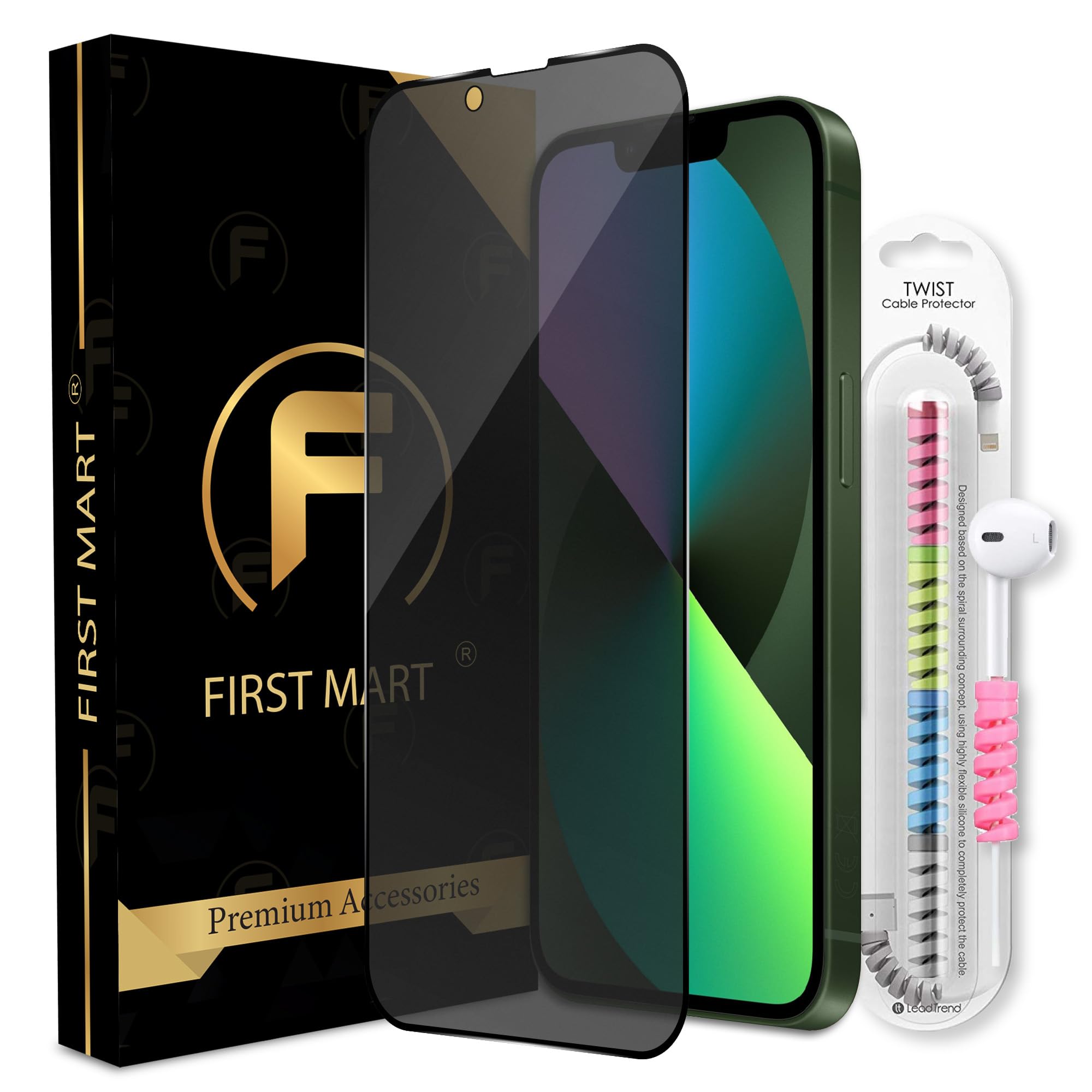 FIRST MART Tempered Glass for iPhone 13 / iPhone 13 Pro/iPhone 14 Matte Privacy Edge to Edge Full Screen Coverage Guard with Cable Protector & Easy Installation Kit | Matte Anti Spy Glass (B0CS6YRWZ9) Amazon Price History, Amazon Price Tracker