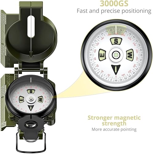 Miniatura 2 de Anbte Hiking Compass with Clinometer, Strong Magnetic Intensity 3000 Gauss Professional Military Lensatic Compass Waterproof Hand Held Portable for