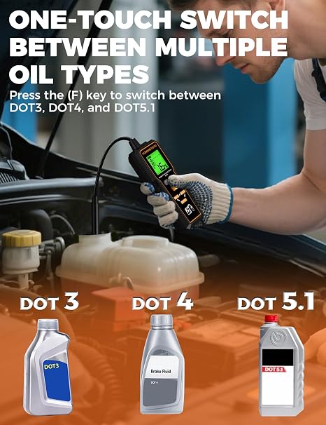 FT01 POROMETIS Brake Fluid Tester with 8.5-Inch Corrosion Resistance Probe
