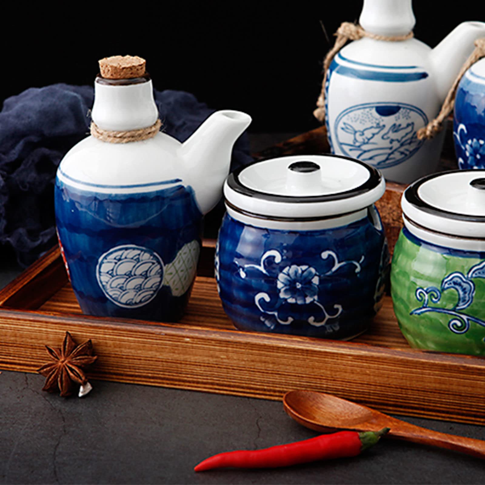 Tarro de especias de porcelana, azucarero, juegos de crema y azúcar, bote de crema y azúcar, tarro de azúcar con jarra de crema, juego for servir café, jarra de crema -Azucarero azul ( Color : Blue ,