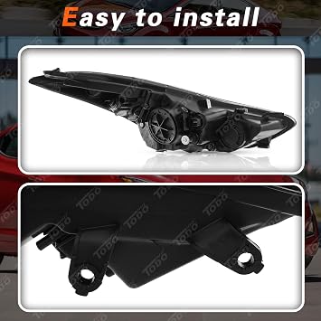 TODO Headlights Assembly Compatible with 2014 2015 2016 Hyundai Elantra, USA-BUILT Head Light Replacement with Bulbs, 921013Y500 921023Y500 Passenger & Driver Side Pair